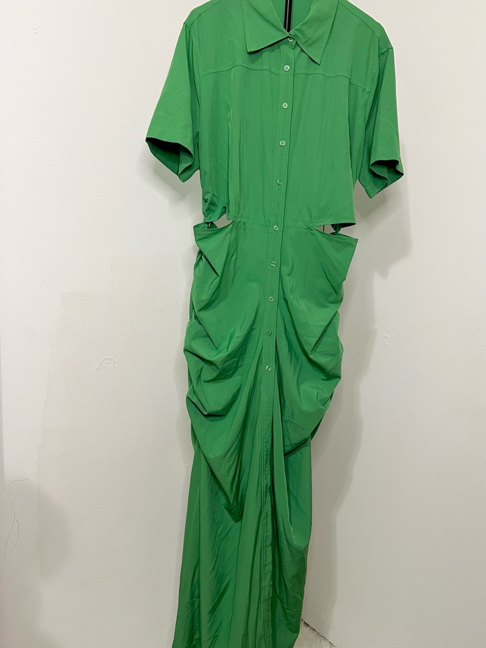 Green Cut Out Maxi Dress Ruched Bodycon Statement Dress